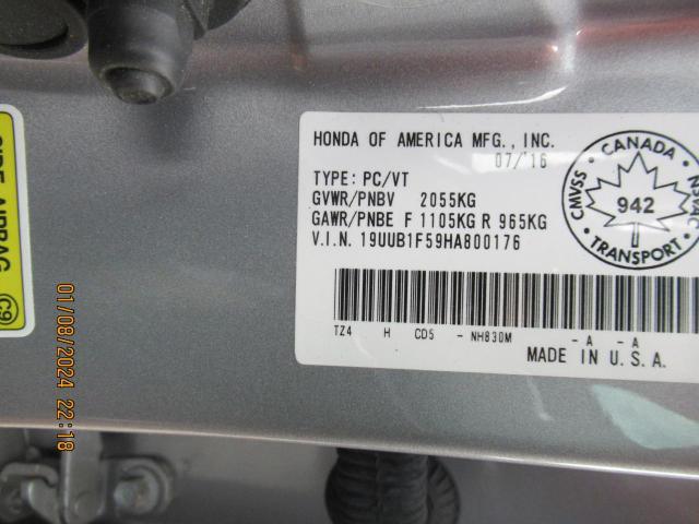 19UUB1F59HA800176 - 2017 ACURA TLX TECH SILVER photo 9