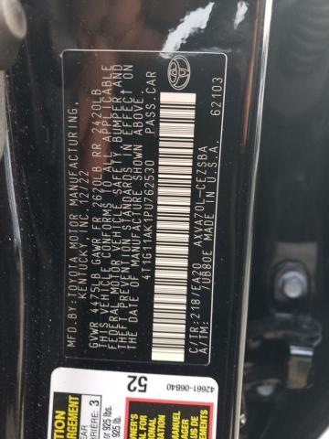 4T1G11AK1PU762530 - 2023 TOYOTA CAMRY SE NIGHT SHADE BLACK photo 13