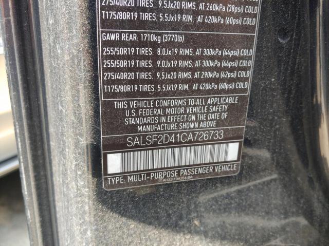 SALSF2D41CA726733 - 2012 LAND ROVER RANGE ROVE HSE CHARCOAL photo 10