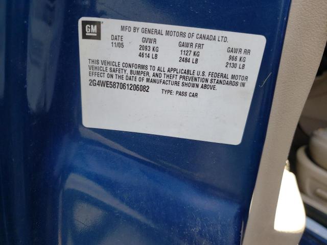 2G4WE587061206082 - 2006 BUICK LACROSSE CXS 蓝色 照片 12