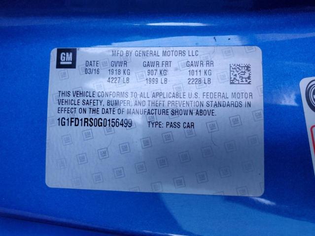 1G1FD1RS0G0156499 - 2016 CHEVROLET CAMARO LT 蓝色 照片 12