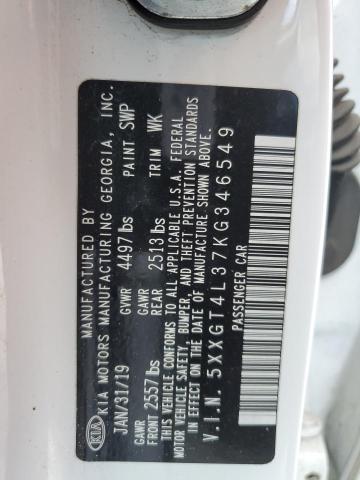 5XXGT4L37KG346549 - 2019 KIA OPTIMA LX WHITE photo 13