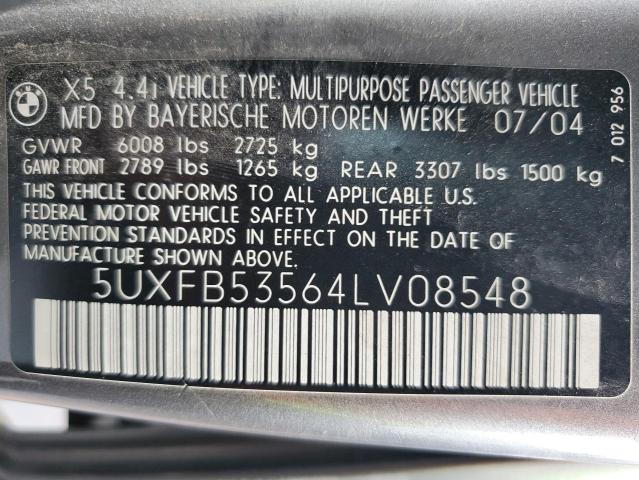 5UXFB53564LV08548 - 2004 BMW X5 4.4I SILVER photo 14