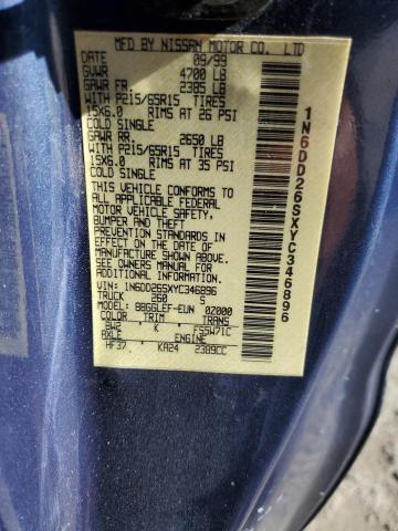 1N6DD26SXYC346896 - 2000 NISSAN FRONTIER KING CAB XE BLUE photo 12