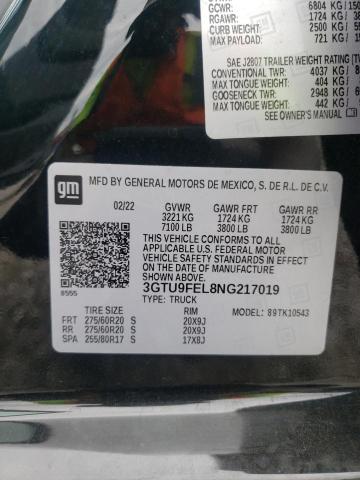 3GTU9FEL8NG217019 - 2022 GMC SIERRA LIM K1500 DENALI BLACK photo 13