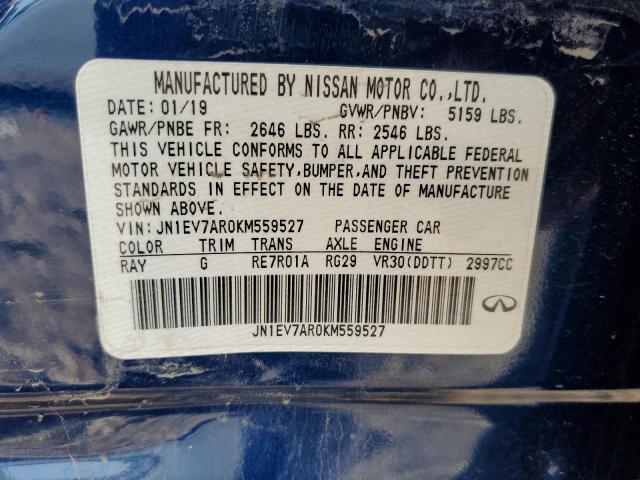 JN1EV7AR0KM559527 - 2019 INFINITI Q50 LUXE BLUE photo 12