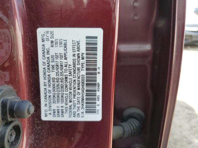 2HKRM4H54GH680033 - 2016 HONDA CR-V EX BURGUNDY photo 13