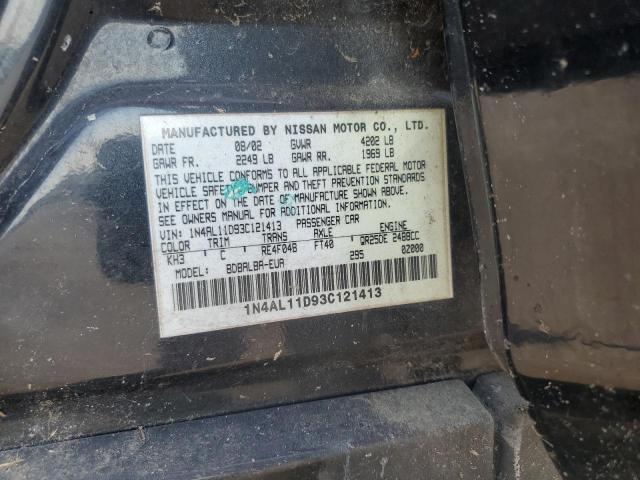 1N4AL11D93C121413 - 2003 NISSAN ALTIMA BASE შავი ფოტო 12