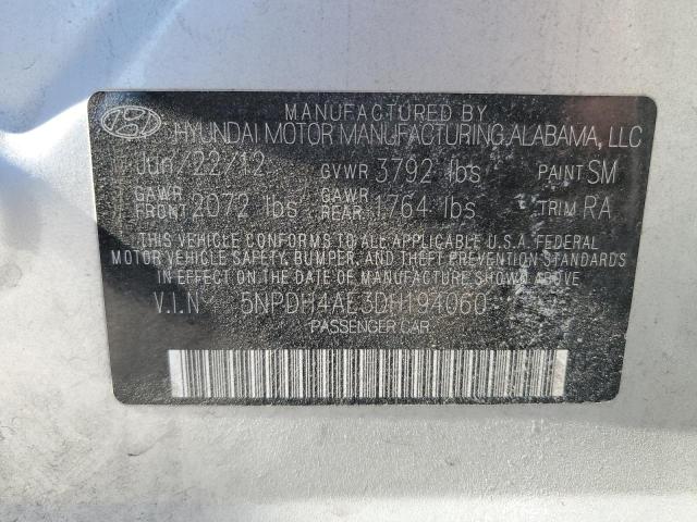 5NPDH4AE3DH194060 - 2013 HYUNDAI ELANTRA GLS SILVER photo 12