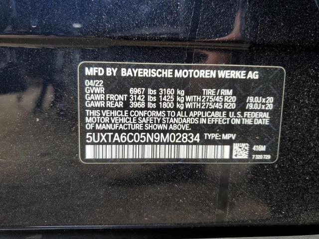 5UXTA6C05N9M02834 - 2022 BMW X5 XDRIVE45E BLACK photo 14