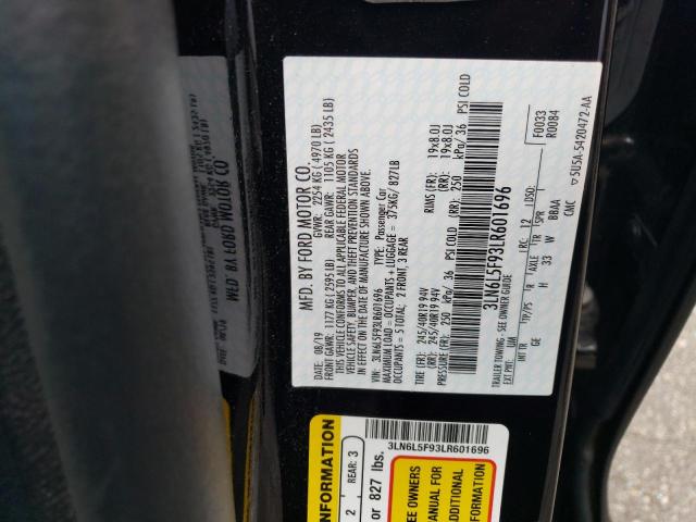 3LN6L5F93LR601696 - 2020 LINCOLN MKZ RESERVE შავი ფოტო 12