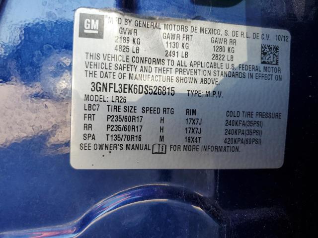 3GNFL3EK6DS526815 - 2013 CHEVROLET CAPTIVA LT Կապույտ լուսանկար 13