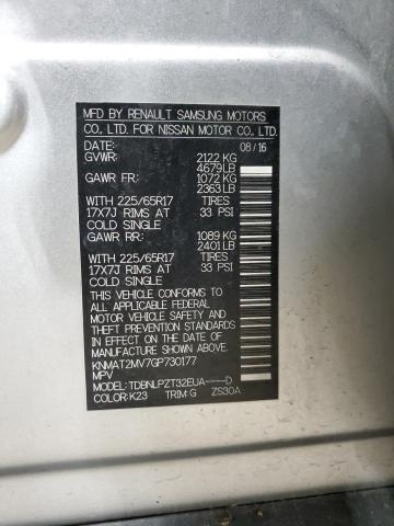 KNMAT2MV7GP730177 - 2016 NISSAN ROGUE S SILVER photo 13