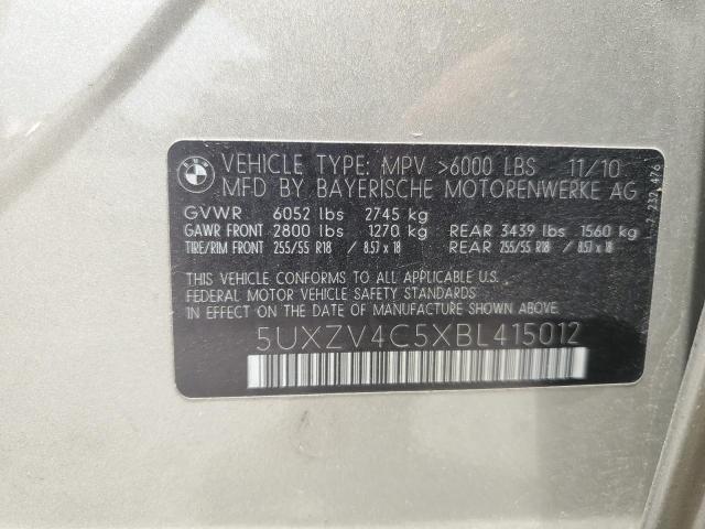 5UXZV4C5XBL415012 - 2011 BMW X5 XDRIVE35I GOLD photo 13