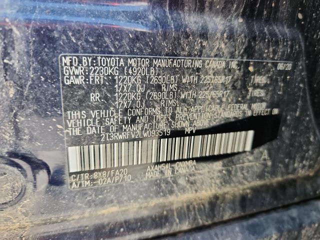 2T3RWRFV2LW093519 - 2020 TOYOTA RAV4 XLE BLUE photo 13