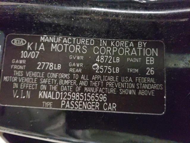 KNALD125985156596 - 2008 KIA AMANTI BLACK photo 12