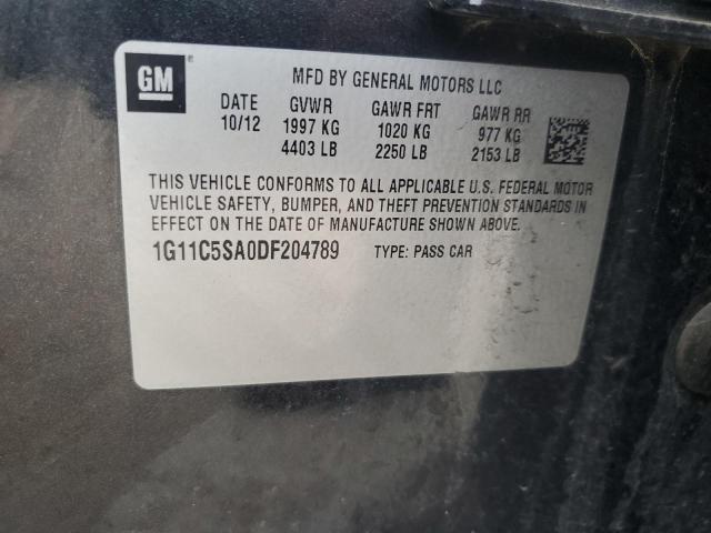 1G11C5SA0DF204789 - 2013 CHEVROLET MALIBU 1LT BLACK photo 12