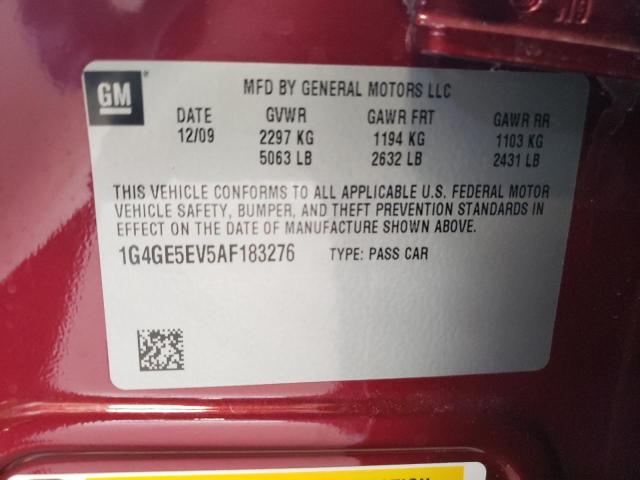 1G4GE5EV5AF183276 - 2010 BUICK LACROSSE CXS 红色 照片 13