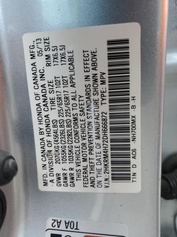 2HKRM4H72DH666872 - 2013 HONDA CR-V EXL SILVER photo 13