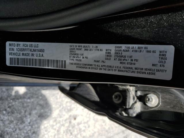 1C6SRFFT4LN414450 - 2020 RAM 1500 BIG HORN/LONE STAR BLACK photo 12