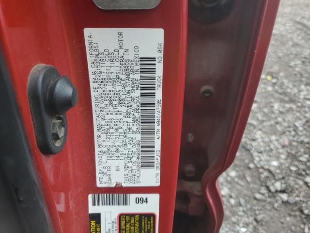 3TMJU62N59M085402 - 2009 TOYOTA TACOMA DOUBLE CAB PRERUNNER RED photo 12