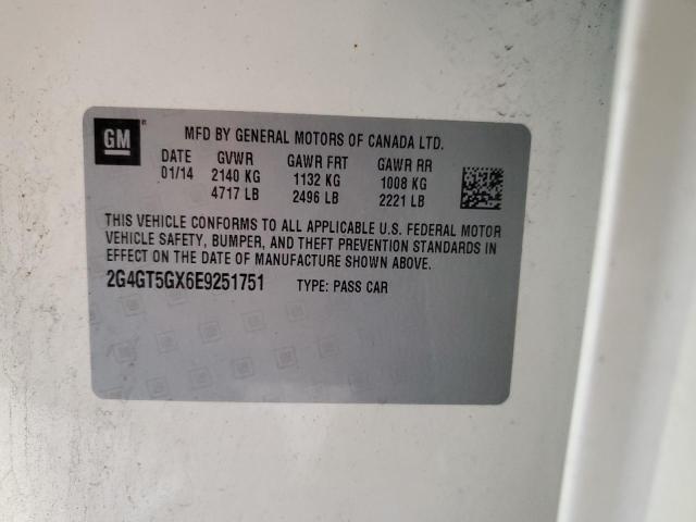 2G4GT5GX6E9251751 - 2014 BUICK REGAL GS თეთრი ფოტო 12