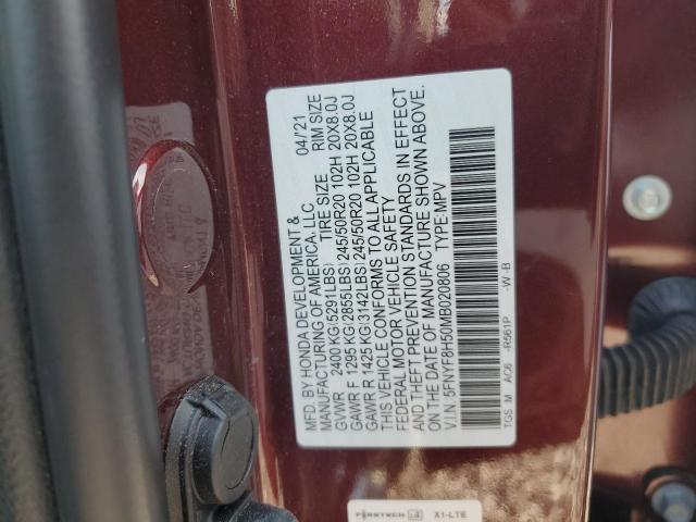 5FNYF8H50MB020806 - 2021 HONDA PASSPORT EXL كستنائي صورة 14