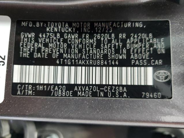 4T1G11AKXRU884144 - 2024 TOYOTA CAMRY SE NIGHT SHADE SILVER photo 12