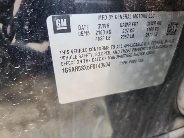 1G6AR5SX5F0140994 - 2015 CADILLAC CTS LUXURY COLLECTION BLACK photo 12