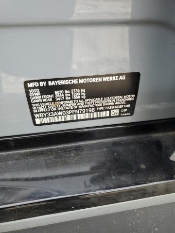 WBY33AW03PFN79198 - 2023 BMW I4 M50 GRAY photo 12