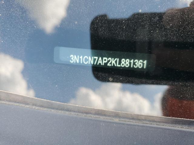 3N1CN7AP2KL881361 - 2019 NISSAN VERSA S 黑色 照片 12