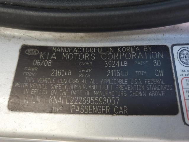 KNAFE222695593057 - 2009 KIA SPECTRA EX SILVER photo 12