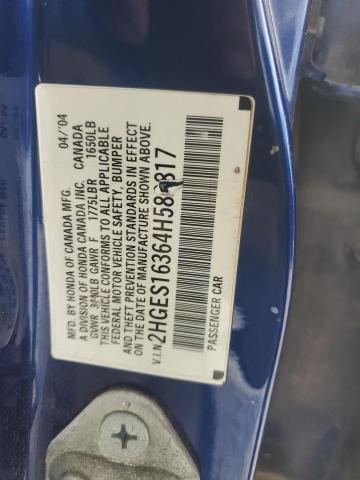 2HGES16364H580817 - 2004 HONDA CIVIC DX VP Mavi foto 12
