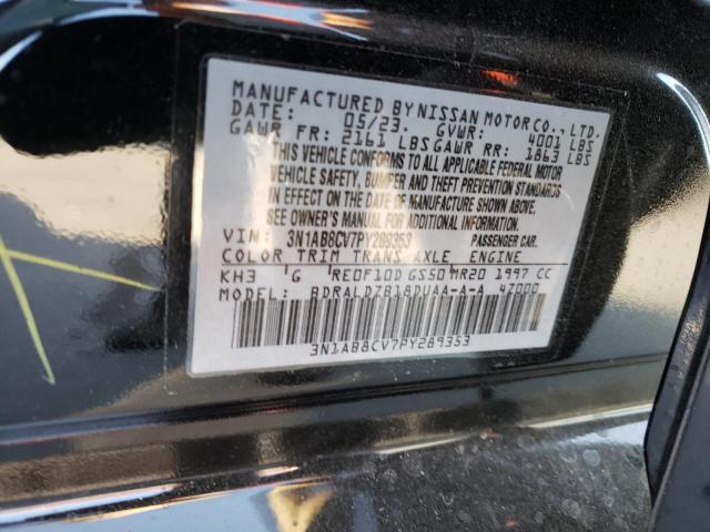 3N1AB8CV7PY289353 - 2023 NISSAN SENTRA SV BLACK photo 12