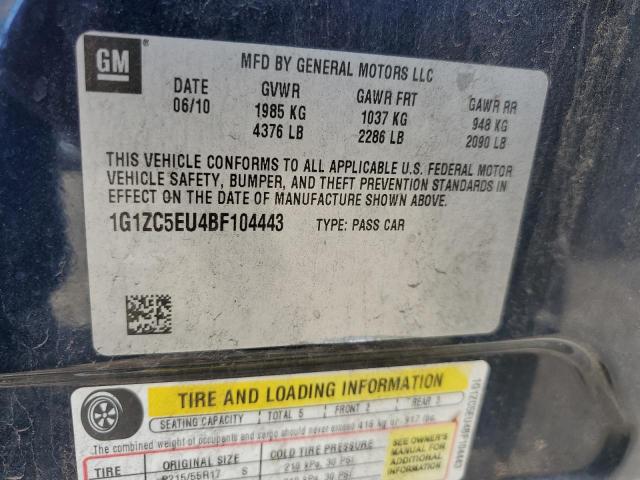 1G1ZC5EU4BF104443 - 2011 CHEVROLET MALIBU 1LT 蓝色 照片 12