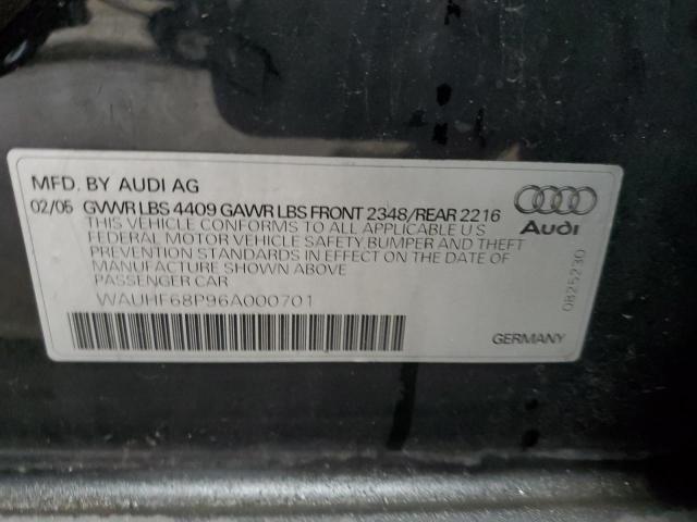 WAUHF68P96A000701 - 2006 AUDI A3 2 BLACK photo 12