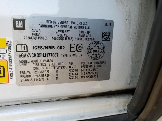 5GAKVCKD5HJ177887 - 2017 BUICK ENCLAVE Weiß Foto 13