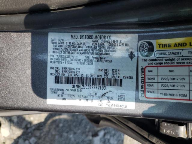 3LNHL2JC3BR772103 - 2011 LINCOLN MKZ GRAY photo 12