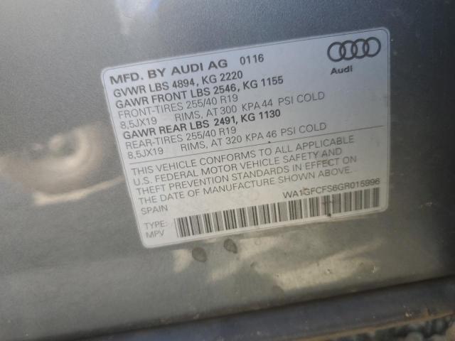 WA1GFCFS6GR015996 - 2016 AUDI Q3 PRESTIGE GRAY photo 13