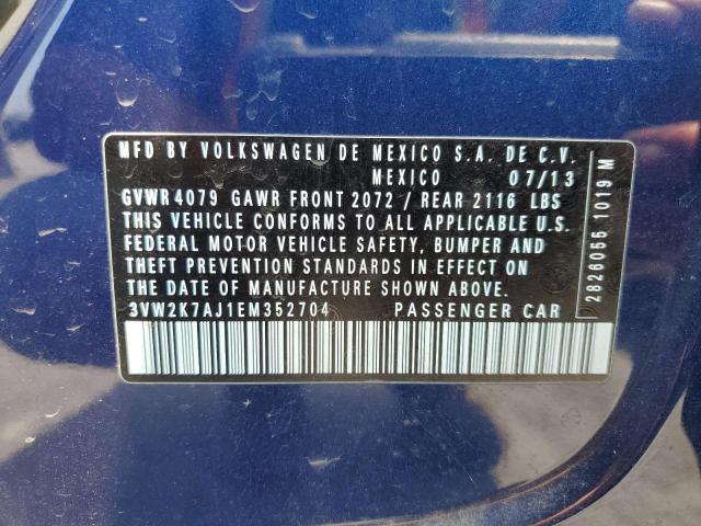 3VW2K7AJ1EM352704 - 2014 VOLKSWAGEN JETTA BASE 蓝色 照片 12