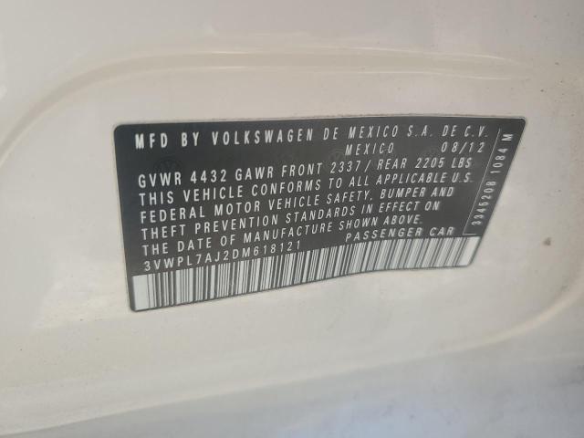 3VWPL7AJ2DM618121 - 2013 VOLKSWAGEN JETTA TDI WHITE photo 10