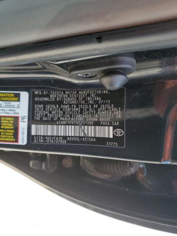 4T4BF1FK7DR331356 - 2013 TOYOTA CAMRY L შავი ფოტო 12