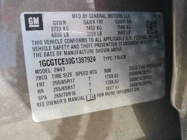 1GCGTCE30G1387924 - 2016 CHEVROLET COLORADO LT BROWN photo 12