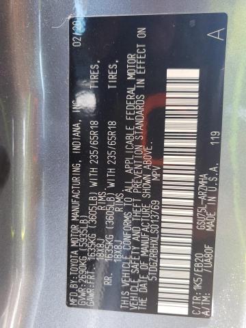 5TDGZRBHXLS013769 - 2020 TOYOTA HIGHLANDER XLE 银色 照片 13