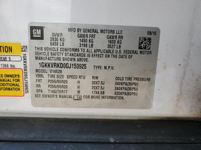 1GKKVRKD0GJ150925 - 2016 GMC ACADIA SLT-1 白色 照片 14