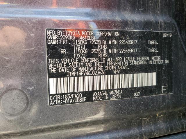 JTMP1RFV4KJ023636 - 2019 TOYOTA RAV4 XLE Grau Foto 13