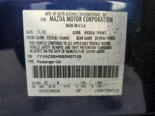 1YVHZ8BH9B5M07129 - 2011 MAZDA 6 I Bleu photo 12