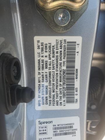 19XFC2F78GE052902 - 2016 HONDA CIVIC EX SILVER photo 12