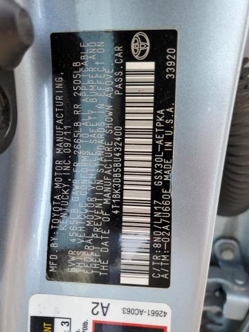 4T1BK3DB5BU432400 - 2011 TOYOTA AVALON BASE 蓝色 照片 12