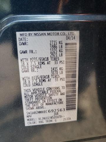 5N1AR2MMXEC692563 - 2014 NISSAN PATHFINDER S BLUE photo 13